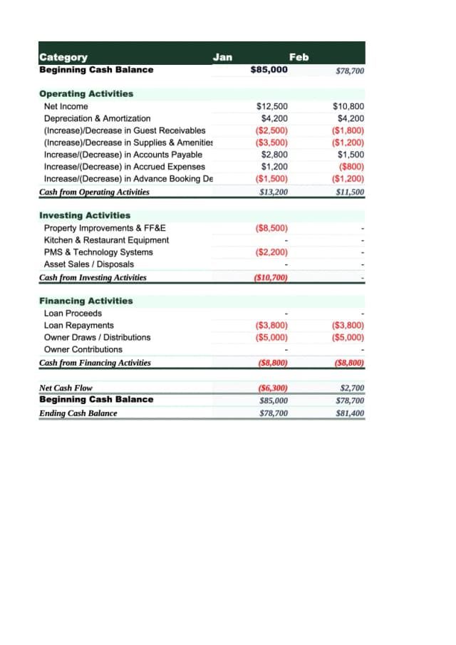 Hotel Cash Flow Template preview