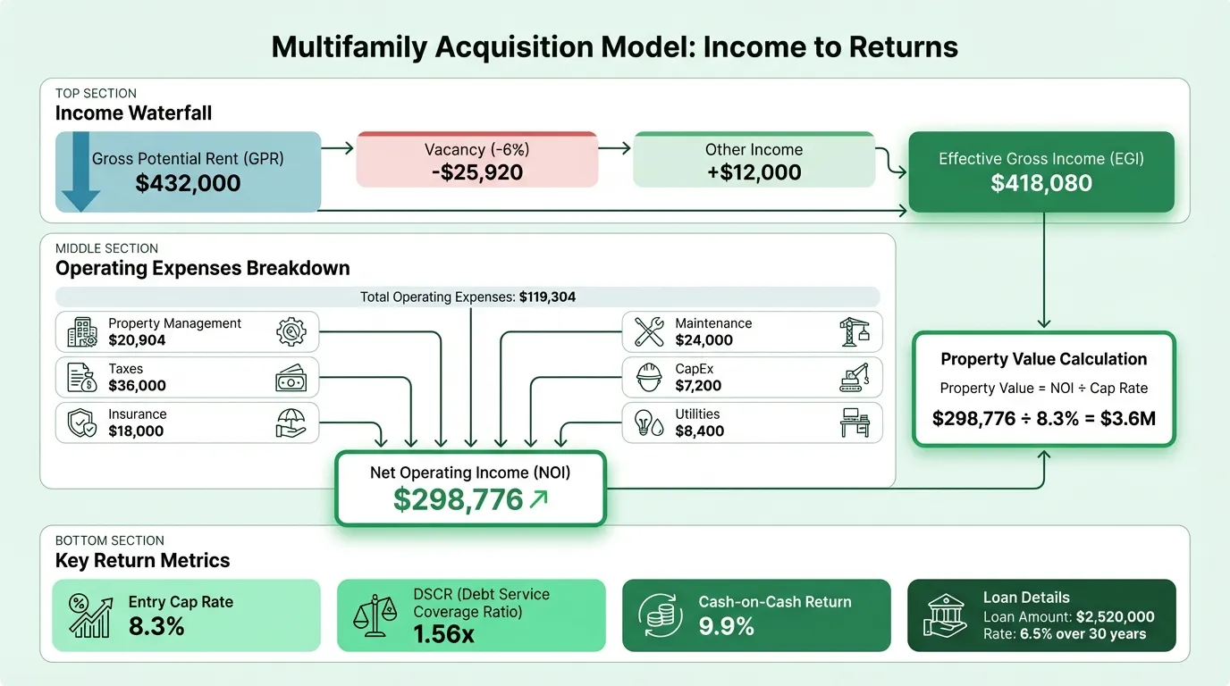 Real estate financial model dashboard